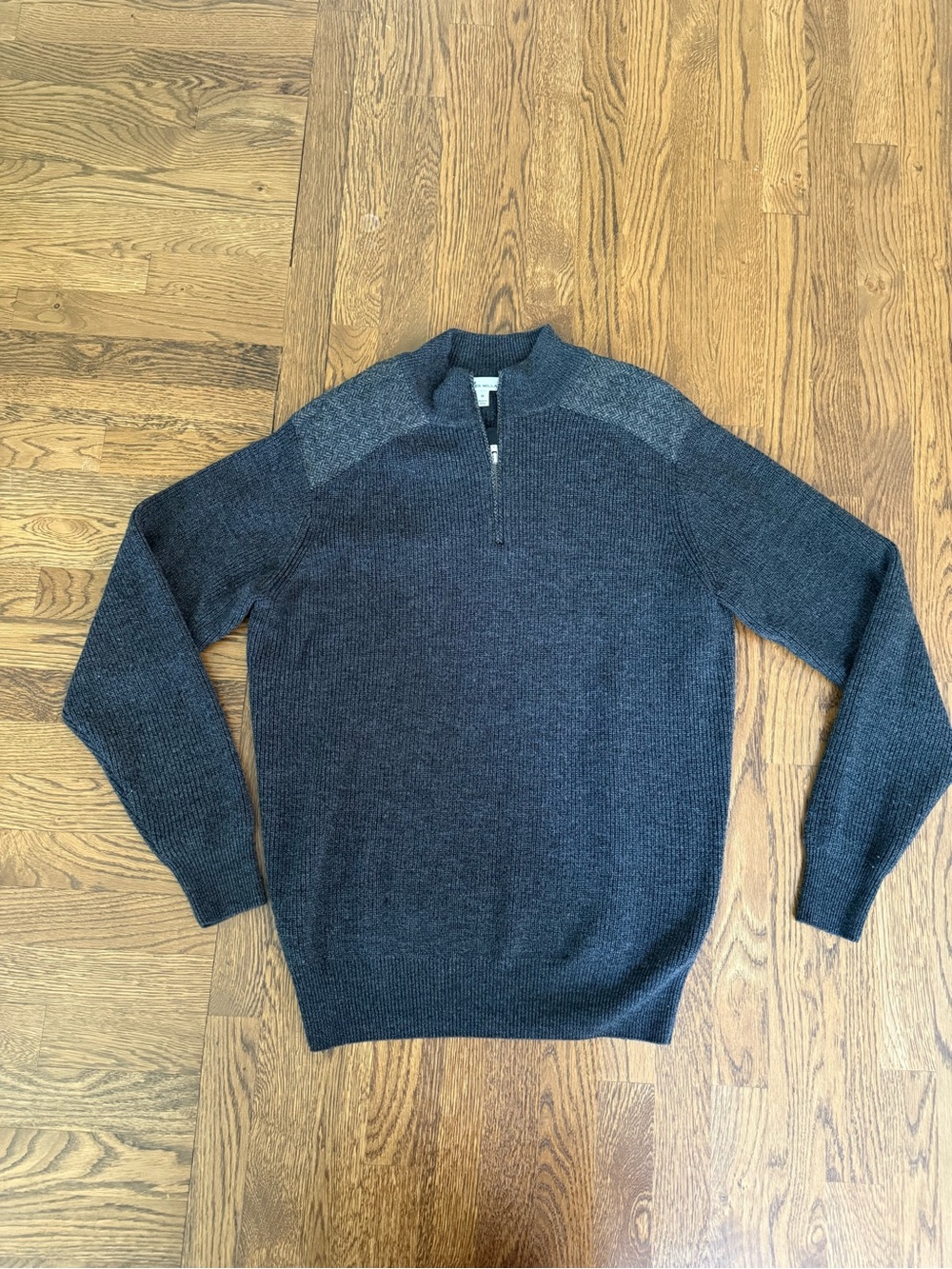 Men's Peter Millar Quarter-Zip Wool Blend Sweater - Dark Charcoal